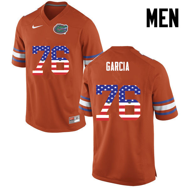 Men Florida Gators #76 Max Garcia College Football USA Flag Fashion Jerseys-Orange - Click Image to Close